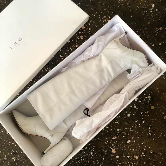 IRO Hygie Boots Off White Leather Heels - Picture 6 of 12